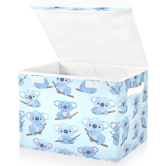 Ryvnso Cute Koalas Large Lidded Foldable Storage Baskets Cubes Boxes Lids Bin for Home