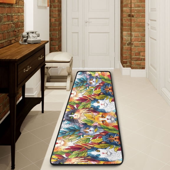 Ryvnso Cute Lovely Cat Hallway Runner Rugs Floor Carpet Non Slip Entryway Mat 2' x 6'