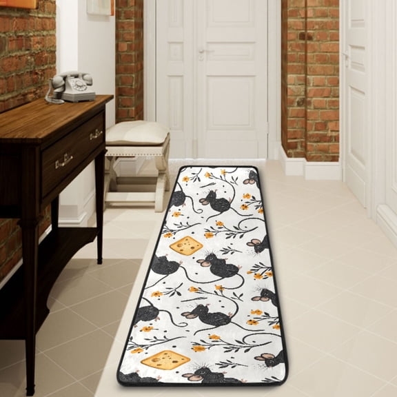 Ryvnso Cute Mouse Rat Hallway Runner Rugs Floor Carpet Non Slip Entryway Mat 2' x 6'