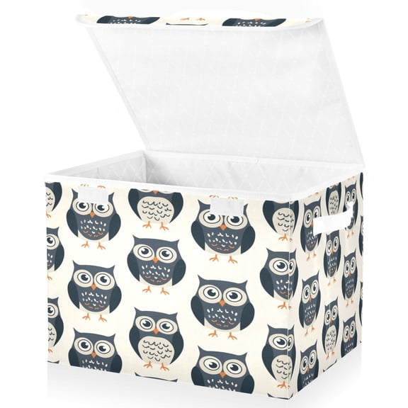 Ryvnso Cute Owls Large Lidded Foldable Storage Baskets Cubes Boxes Lids Bin for Home