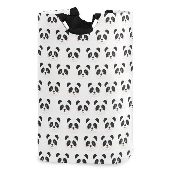 Ryvnso Cute Panda Cartoon Pattern Large Storage Basket with Handles Collapsible Organizer Bin Laundry Hamper