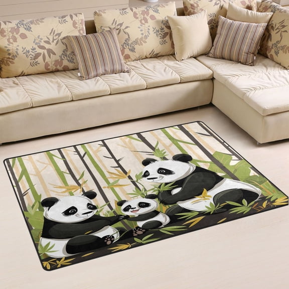 Ryvnso Cute Panda Family Area Floor Mat Non-Slip Carpet Soft Rugs Doormats 31" x 20"