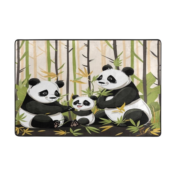 Ryvnso Cute Panda Family Area Floor Mats Large Nursery Rugs Non-Slip Carpets Doormat 36" x 24"