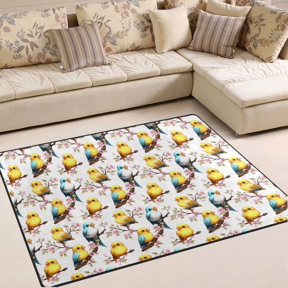 Ryvnso Cute Parrot Birds Area Rug Floor Mats Non-Slip Home Carpet 80 x 58 inch