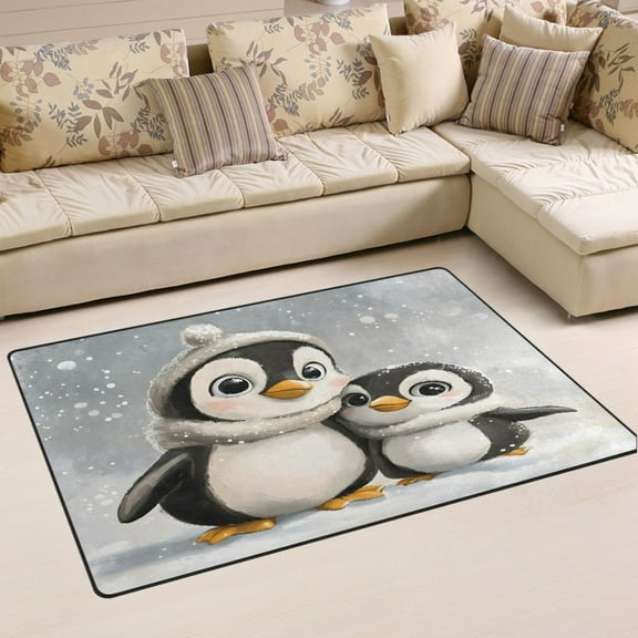 Ryvnso Cute Penguins Area Floor Mat Non-Slip Carpet Soft Rugs Doormats 31" x 20"