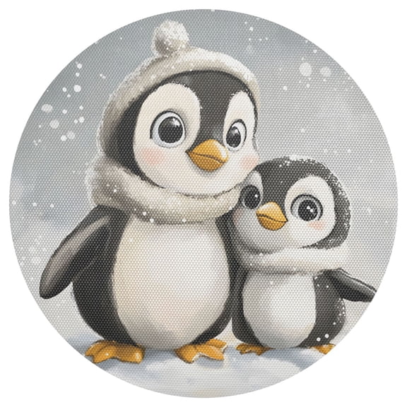 Ryvnso Cute Penguins Round Plate Mats Dining Table Placemat 1 Piece for Holiday Decoration