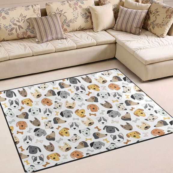 Ryvnso Cute Puppy Head Area Rug Floor Mats Non-Slip Home Carpet 63 x 48 inch