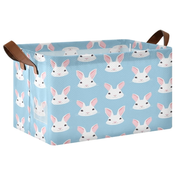 Ryvnso Cute Rabbit Storage Bins Large Basket Foldable Cube Toys Organizer with Handles 1 PC