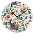 thumbnail image 1 of Ryvnso Cute Rabbit in Floral Wall Clock Non Ticking Silent Kitchen Clock Battery Operated Clocks 10 inch, 1 of 7