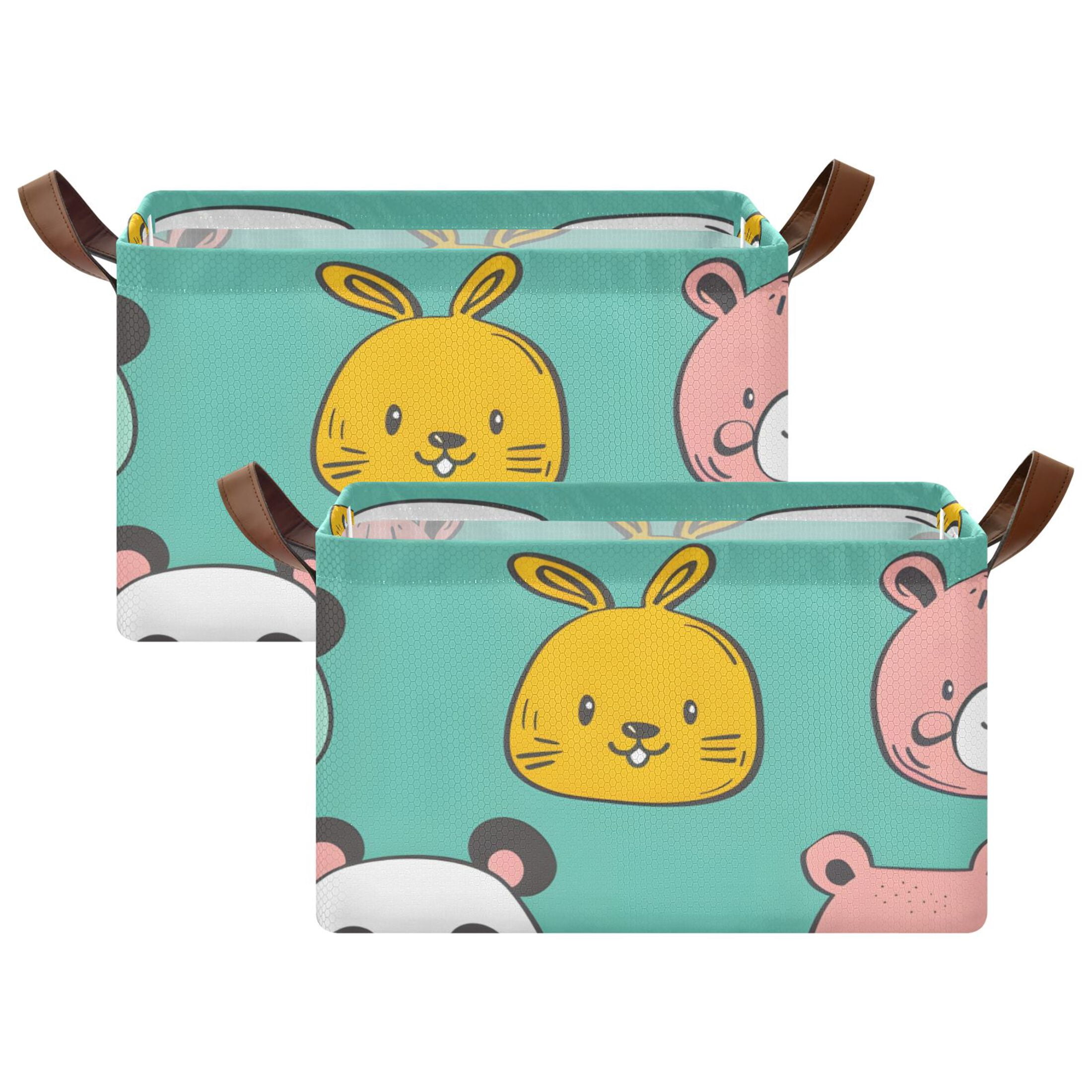 Ryvnso Cute Rabbits Panda Cats Storage Bins Large Basket Foldable Cube ...