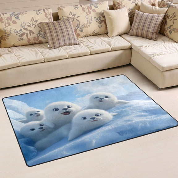 Ryvnso Cute Seal Area Floor Mat Non-Slip Carpet Soft Rugs Doormats 31" x 20"