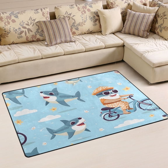 Ryvnso Cute Shark Clying Area Floor Mat Non-Slip Carpet Soft Rugs Doormats 31" x 20"