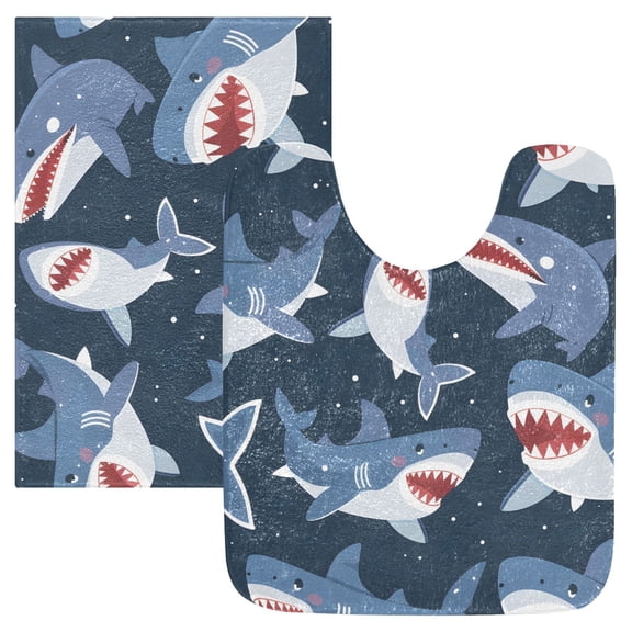 Ryvnso Cute Sharks Bathroom Shaggy Rugs Toilet Mat Soft Contour Rug