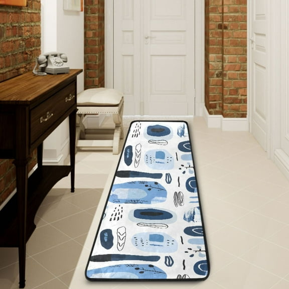 Ryvnso Cute Simple Line Abstract Style Hallway Runner Rugs Floor Carpet Non Slip Entryway Mat 2' x 6'