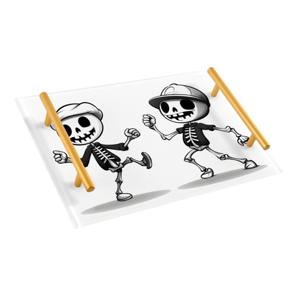 Ryvnso Cute Skeleton Dancing Bathroom Tray Vanity Countertop Trays Acrylic Organizer