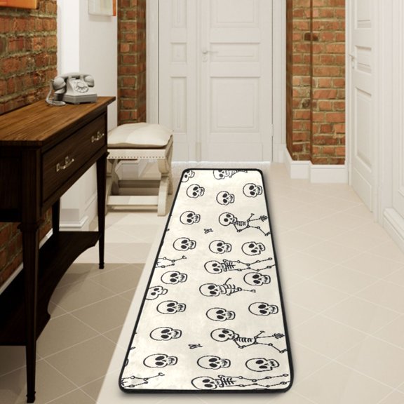 Ryvnso Cute Skeleton Hallway Runner Rugs Floor Carpet Non Slip Entryway Mat 2' x 6'
