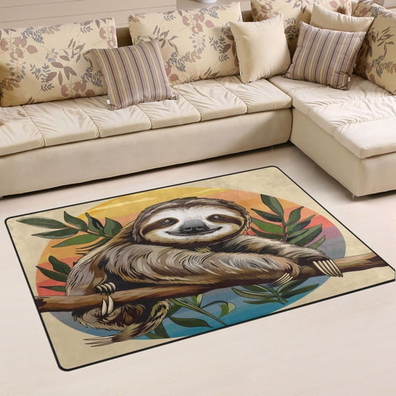 Ryvnso Cute Sloth on Branch Area Floor Mat Non-Slip Carpet Soft Rugs Doormats 31" x 20"