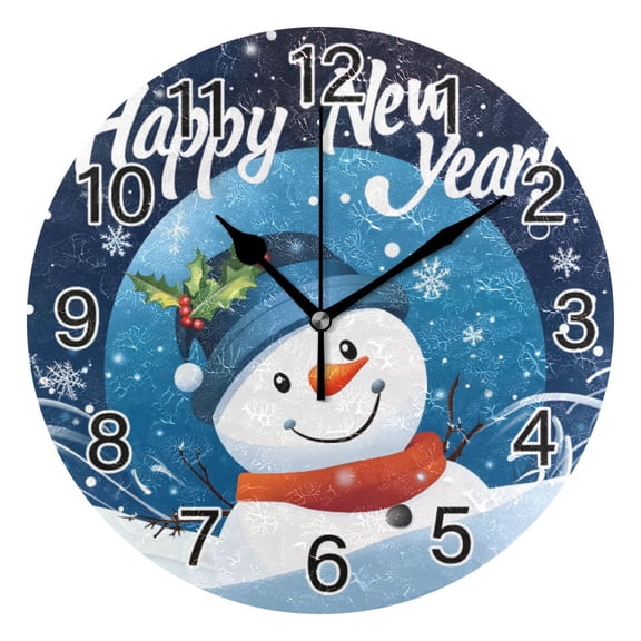Ryvnso Cute Snowman Snowflakes Wall Clock Non Ticking Silent Kitchen Clock Battery Operated Clocks 10 inch