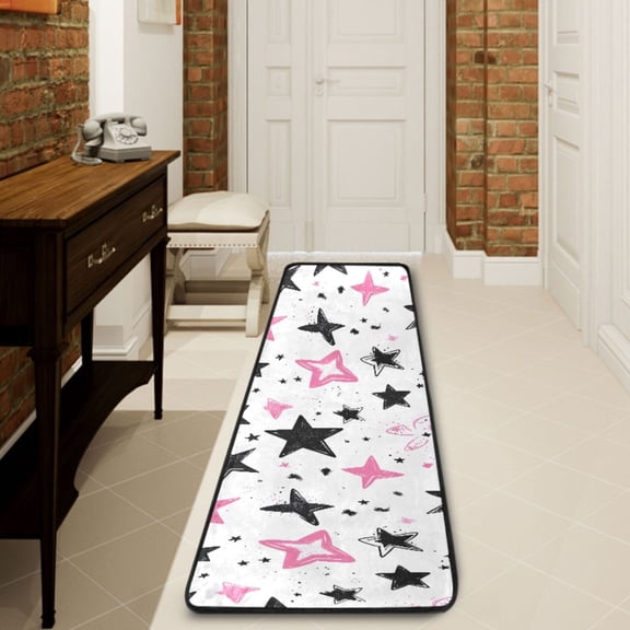 Ryvnso Cute Stars Hallway Runner Rugs Floor Carpet Non Slip Entryway Mat 2' x 6'