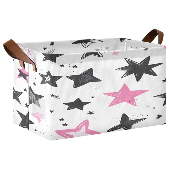 Ryvnso Cute Stars Storage Bins Large Basket Foldable Cube Toys Organizer with Handles 1 PC