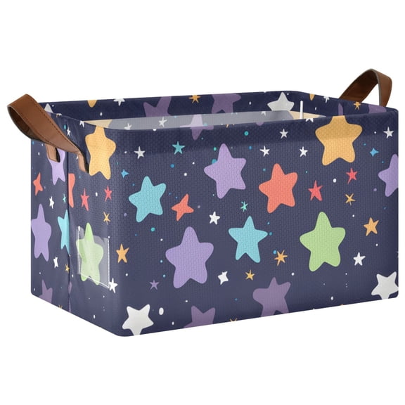 Ryvnso Cute Stars Storage Bins Large Basket Foldable Cube Toys Organizer with Handles 1 PC