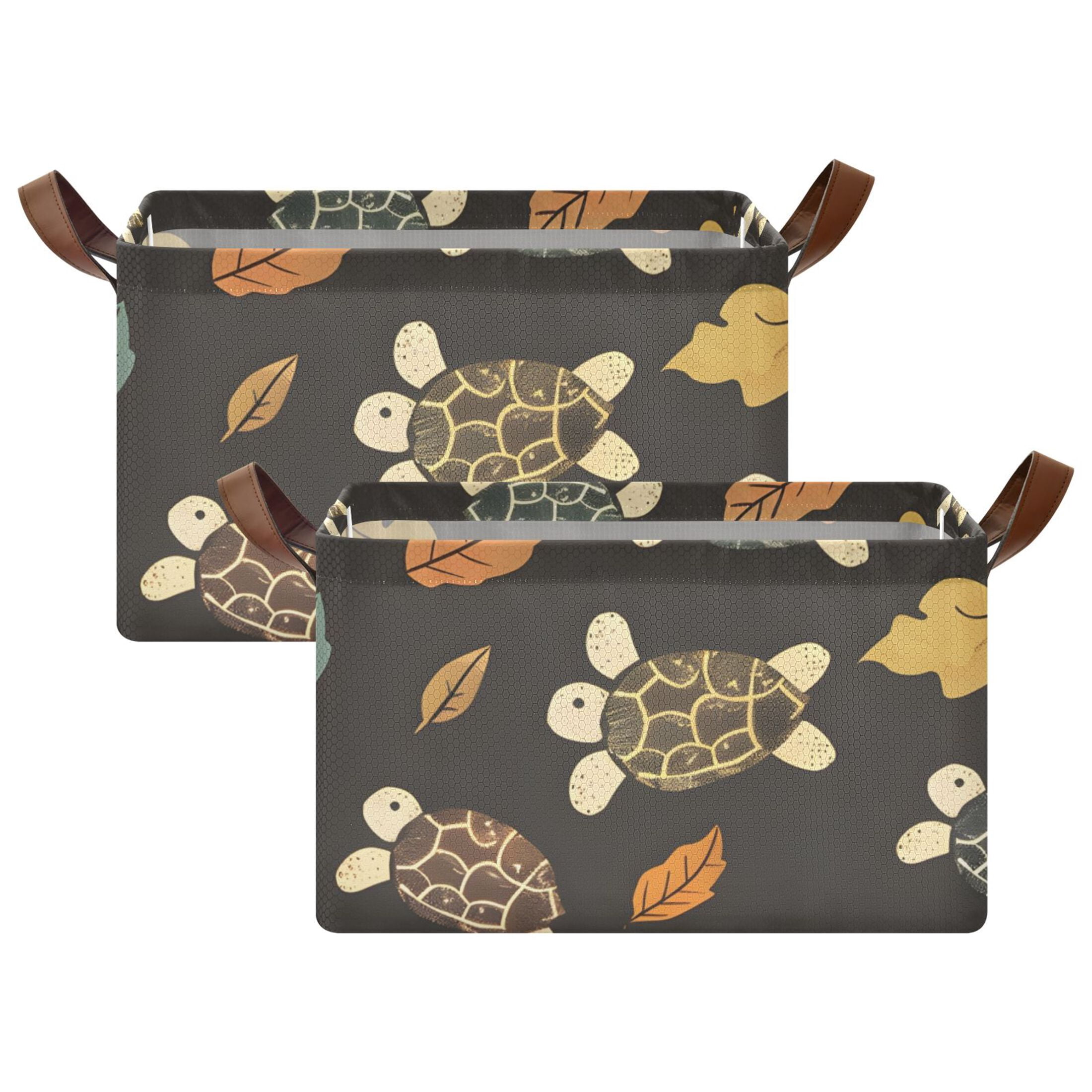Ryvnso Cute Turtle and Leaf Storage Bins Large Basket Foldable Cube ...
