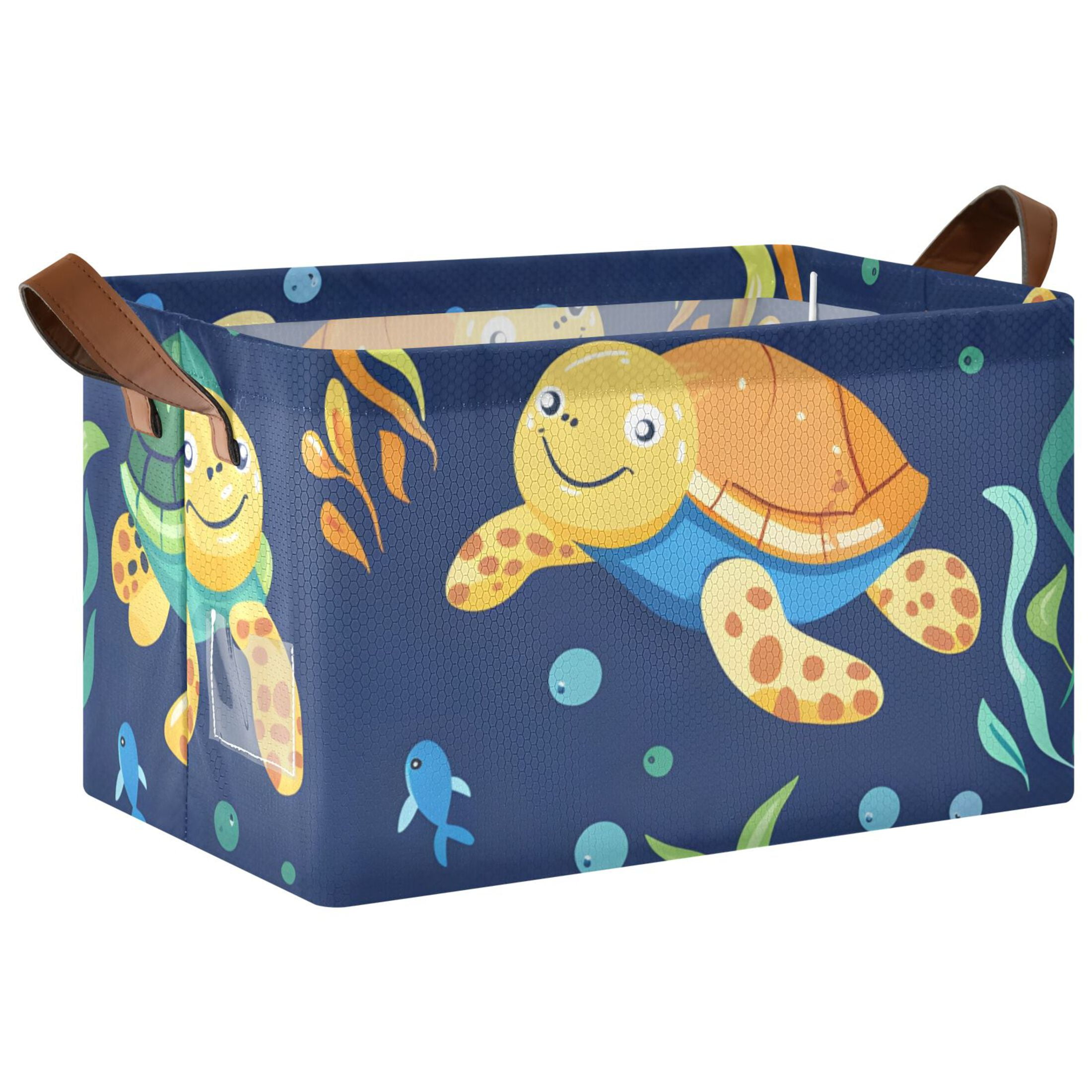 Ryvnso Cute Turtles and Seaweed Storage Bins Large Basket Foldable Cube ...