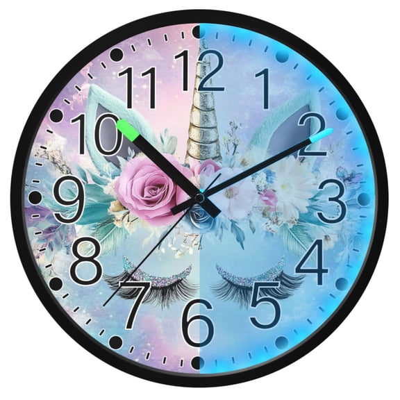 Ryvnso Cute Unicorn 12 Inch Night Light Wall Clock Silent Battery Operated Luminous Clocks