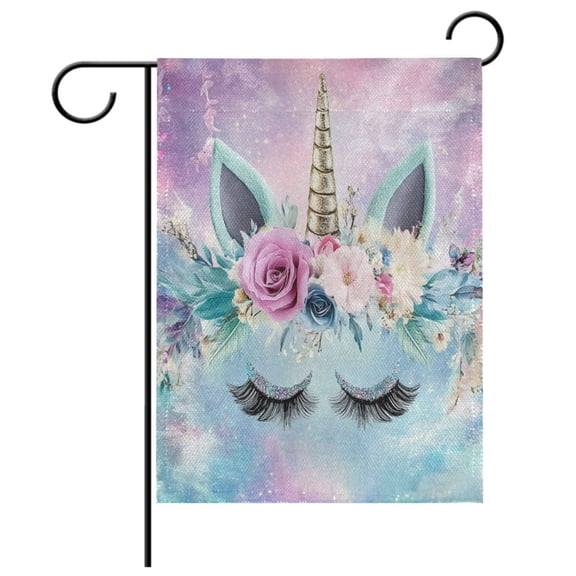 Ryvnso Cute Unicorn Pattern Garden Flag 12x18 Inch Double Sided Seasonal Yard Decoration