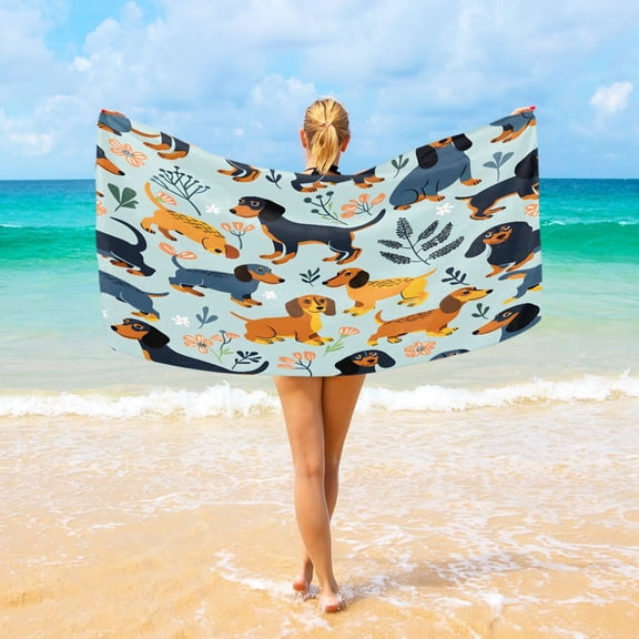 Ryvnso Dachshund Dogs Oversized Beach Towel Microfiber Bath Blankets Swimming Fitness 37" x 74"