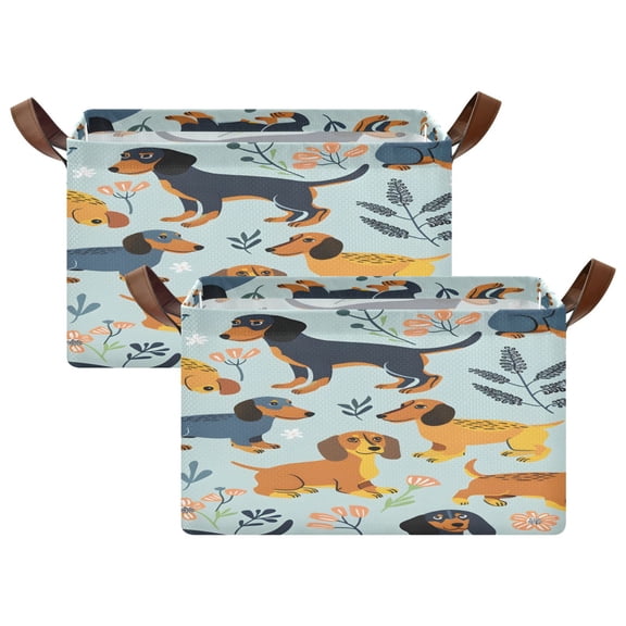 Ryvnso Dachshund Dogs Storage Bins Large Basket Foldable Cube Toys Organizer with Handles 2 PCs