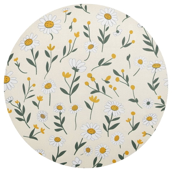 Ryvnso Daisy Floral Round Plate Mats Dining Table Placemat 1 Piece for Holiday Decoration