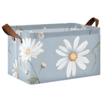 Ryvnso Daisy Floral Storage Bins Large Basket Foldable Cube Toys Organizer with Handles 1 PC