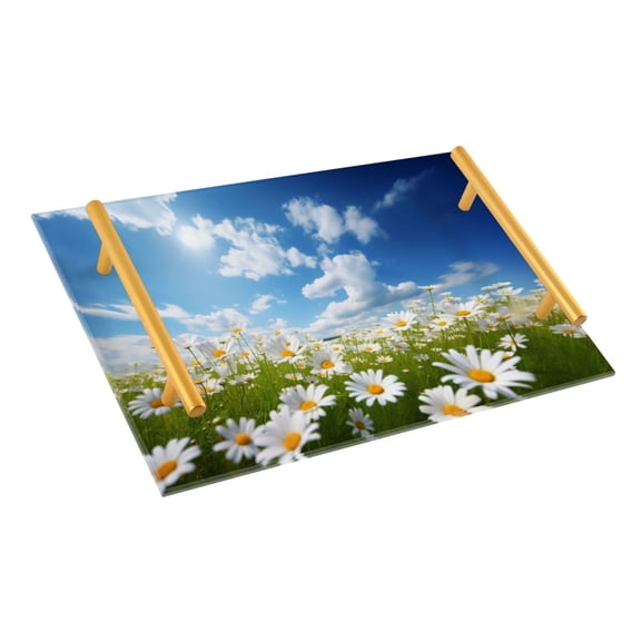 Ryvnso Daisy Flower Bathroom Tray Vanity Countertop Trays Acrylic Organizer