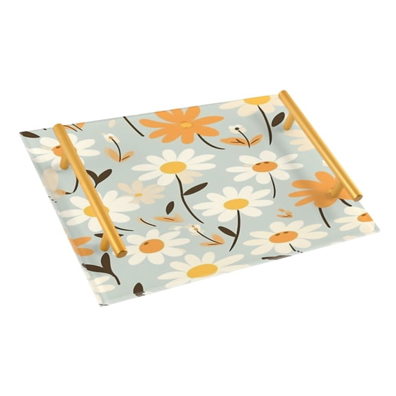 Ryvnso Daisy Flowers Bathroom Tray Vanity Countertop Trays Acrylic Organizer