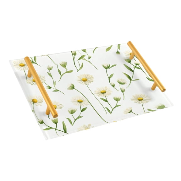Ryvnso Daisy with Leaf Bathroom Tray Vanity Countertop Trays Acrylic Organizer