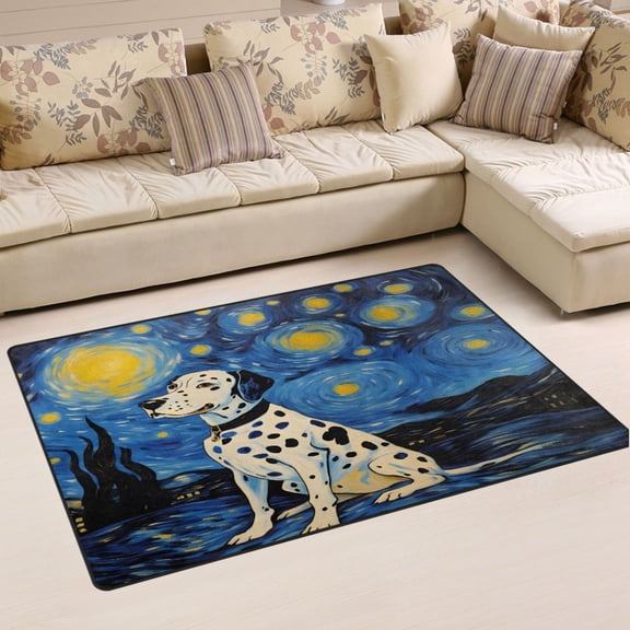 Ryvnso Dalmatian Starry Night Area Floor Mat Non-Slip Carpet Soft Rugs Doormats 31" x 20"