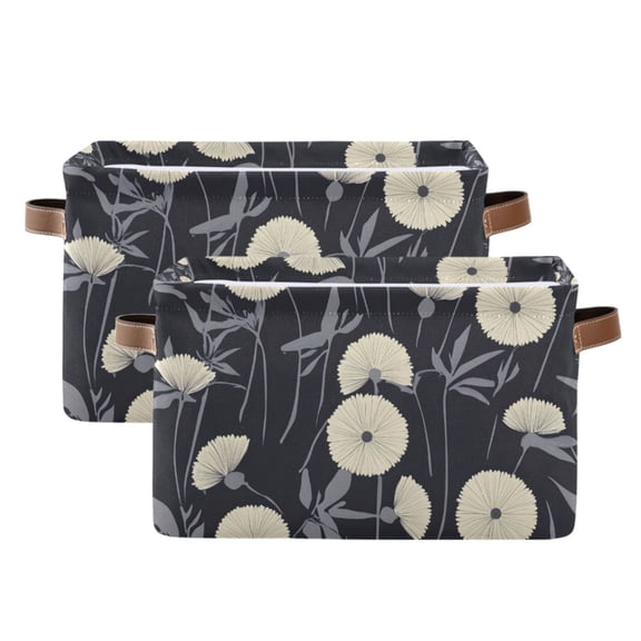 Ryvnso Dandelion Flower Storage Basket Large Bin Foldable Boxes Toys Organizer 14.2x10.2x8.3in 2 PCs