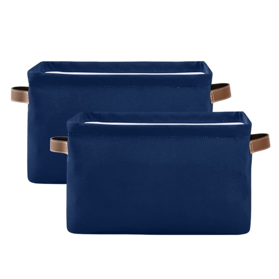 Ryvnso Dark Blue Paint Storage Basket Large Bin Foldable Boxes Toys Organizer 14.2x10.2x8.3in 2 PCs