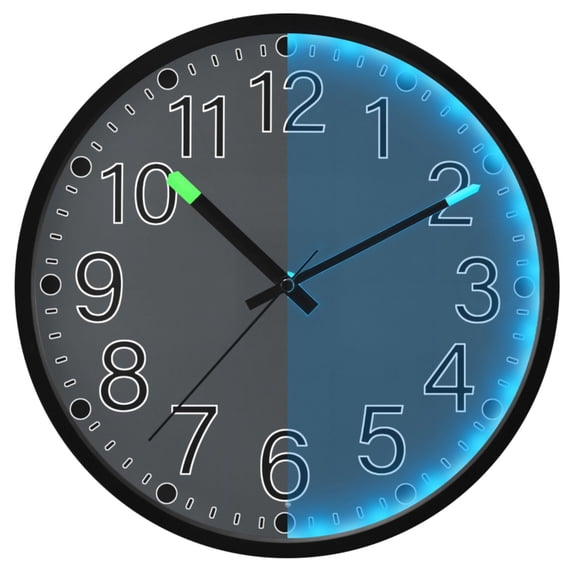 Ryvnso Dark Gray 12 Inch Night Light Wall Clock Silent Battery Operated Luminous Clocks