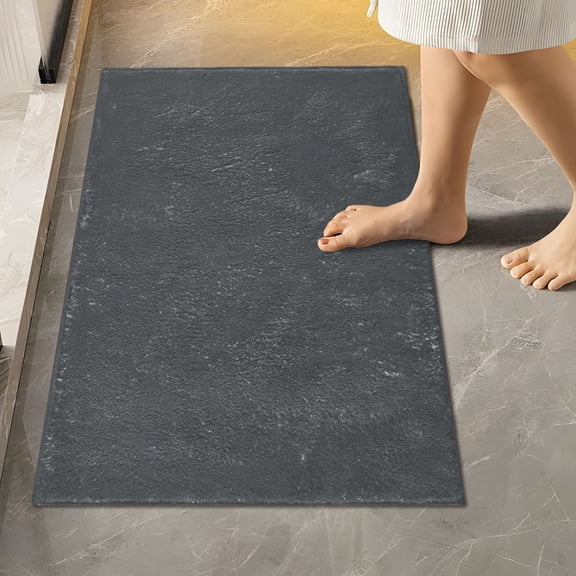 Ryvnso Dark Gray Bathroom Shaggy Rugs Toilet Rectangle Mat Soft Contour Rug 24"x16"