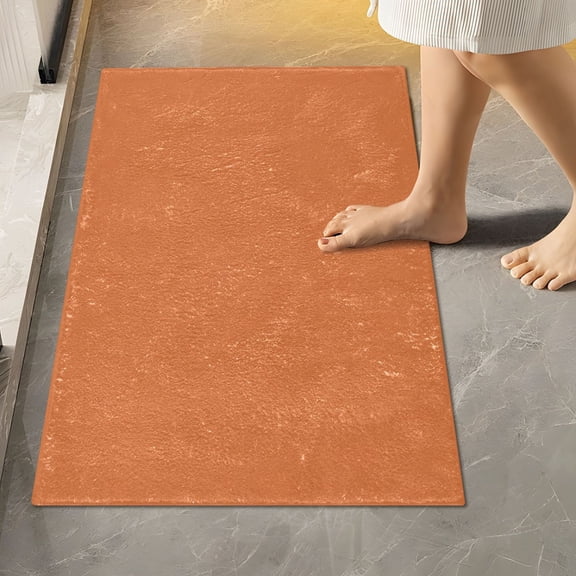 Ryvnso Dark Orange Paint Bathroom Shaggy Rugs Toilet Rectangle Mat Soft Contour Rug 24"x16"