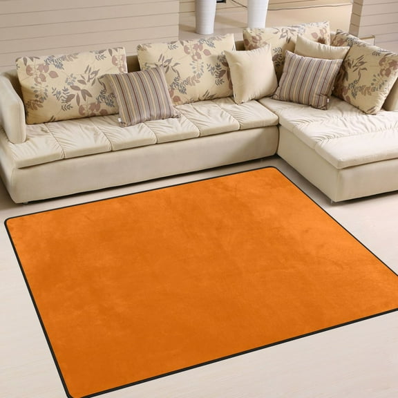Ryvnso Dark Orange Print Area Floor Rugs Soft Non-Slip Large Mats Nursery Carpets 63" x 48"