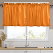 Ryvnso Dark Orange Print Curtains Sets Short Curtain Rod Pocket Half Window Cafe Farmhouse Tier 2 Panels 57"W x 24"L