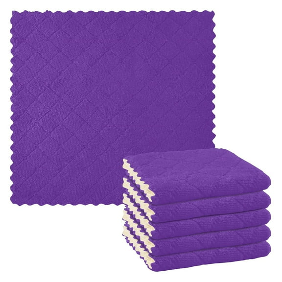 Ryvnso Dark Purple Kitchen Towels Dish Clothes for Drying Dishes Cleaning Absorbent Set of 6
