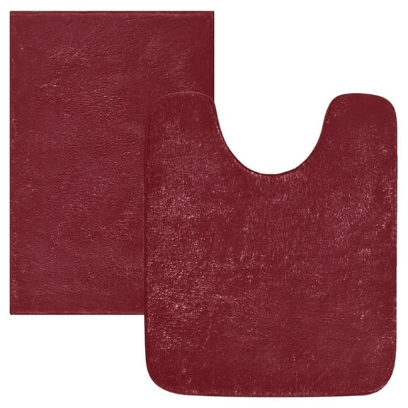 Ryvnso Dark Red Bathroom Shaggy Rugs Toilet Mat Soft Contour Rug