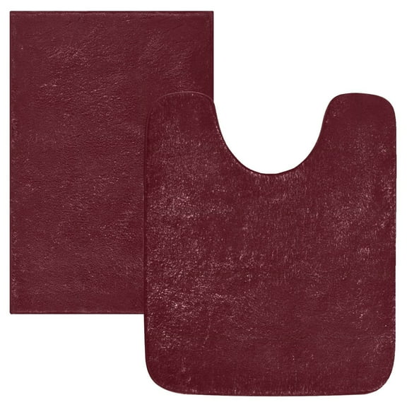 Ryvnso Dark Red Bathroom Shaggy Rugs Toilet Mat Soft Contour Rug