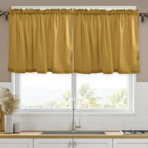 Ryvnso Dark Yellow Curtains Sets Short Curtain Rod Pocket Half Window Cafe Farmhouse Tier 2 Panels 57"W x 24"L