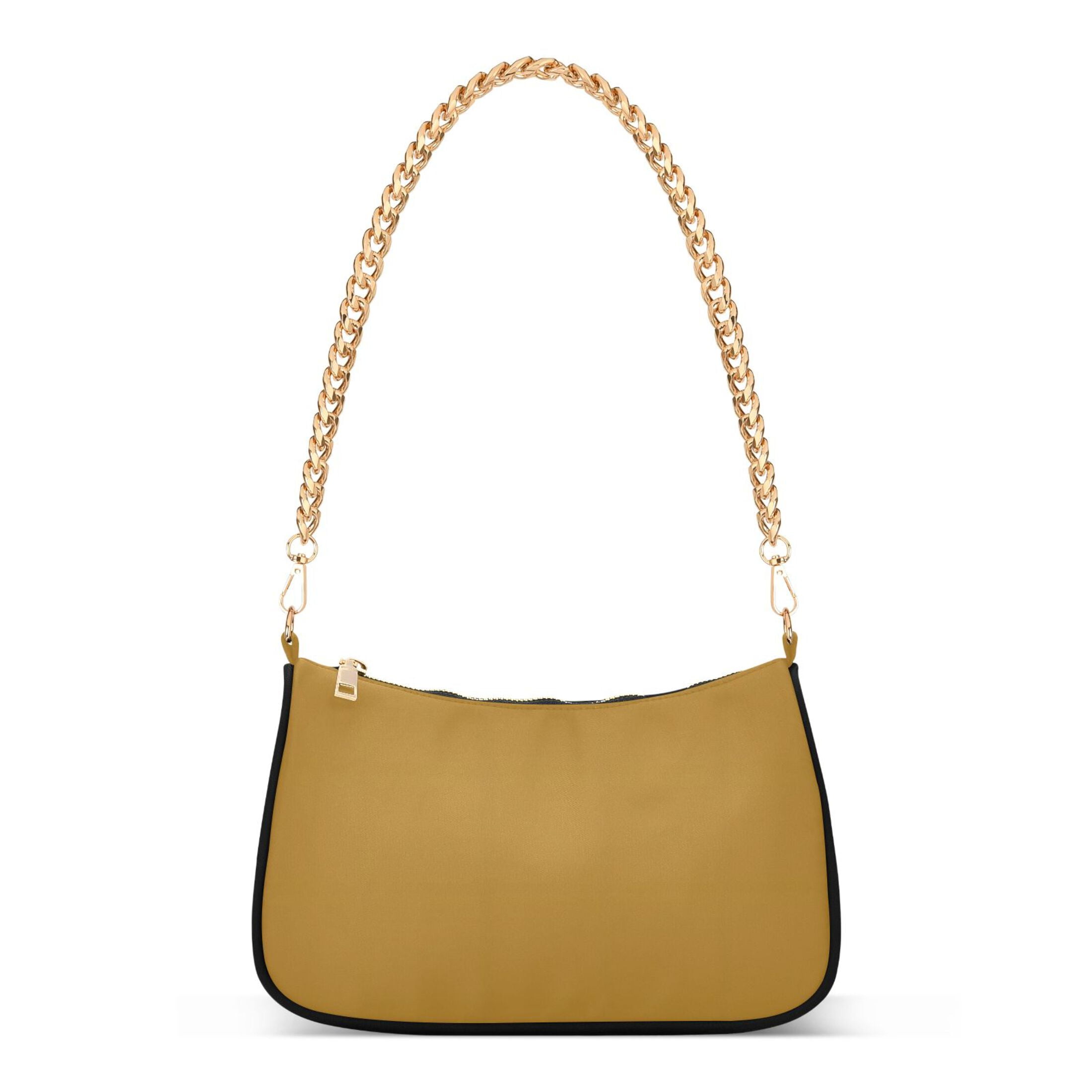 Ryvnso Dark Yellow Womens Chain Shoulder Bag Tote Handbags Clutch Hobo Purse with Zipper for Travel