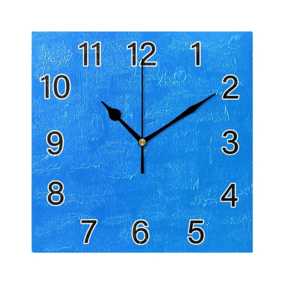 Ryvnso Deep Sky Blue Wall Clock Square Silent Non-Ticking Battery Operated 7.78"